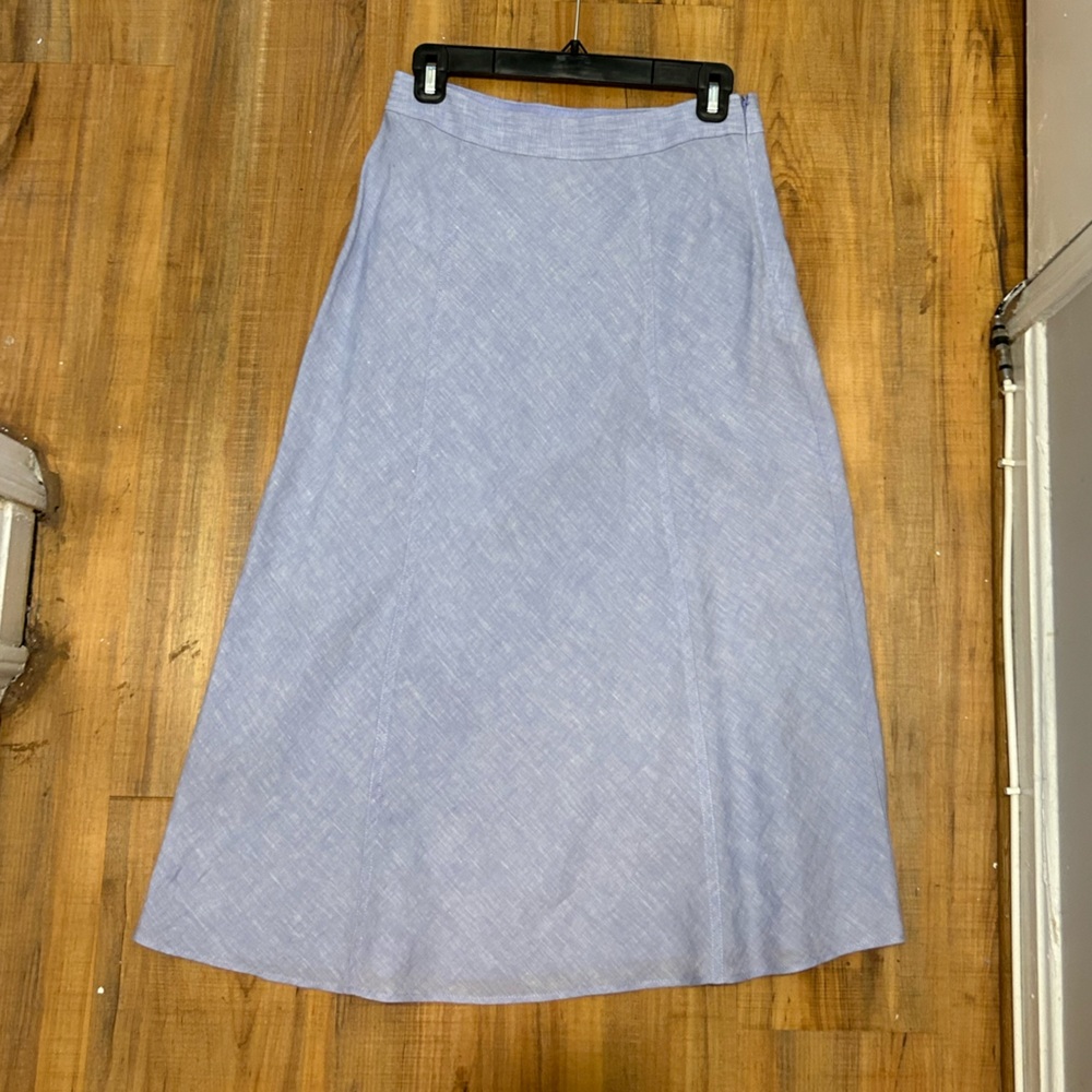 Jcrew midi skirt in light blue linen size 0